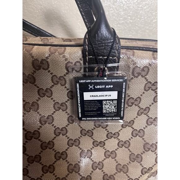 Gucci GG Canvas Leather Trim Tote Bag 29509 Web Detail w/ Legit App Tag - Picture 9 of 10